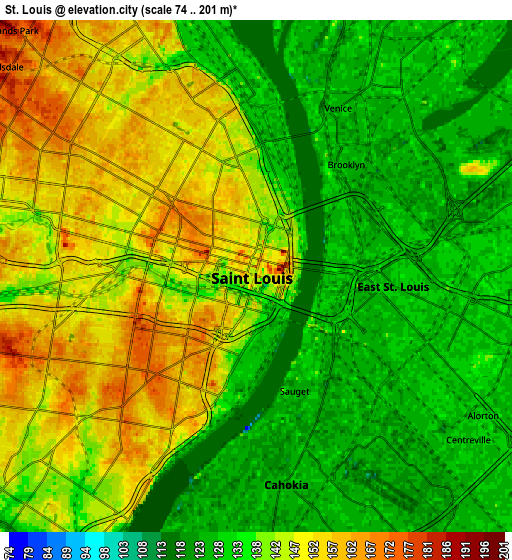 Zoom OUT 2x St. Louis, United States elevation map