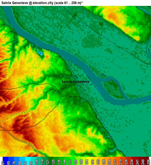 Zoom OUT 2x Sainte Genevieve, United States elevation map