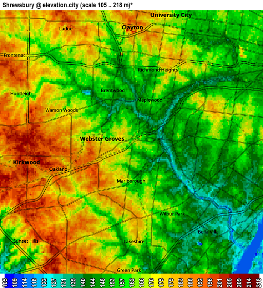 Zoom OUT 2x Shrewsbury, United States elevation map