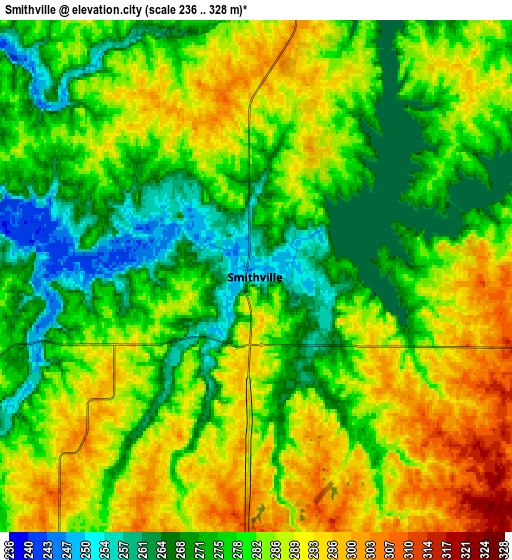 Zoom OUT 2x Smithville, United States elevation map