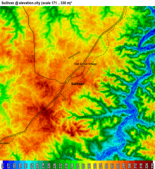 Zoom OUT 2x Sullivan, United States elevation map