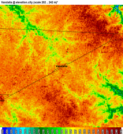 Zoom OUT 2x Vandalia, United States elevation map