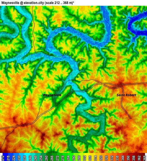 Zoom OUT 2x Waynesville, United States elevation map