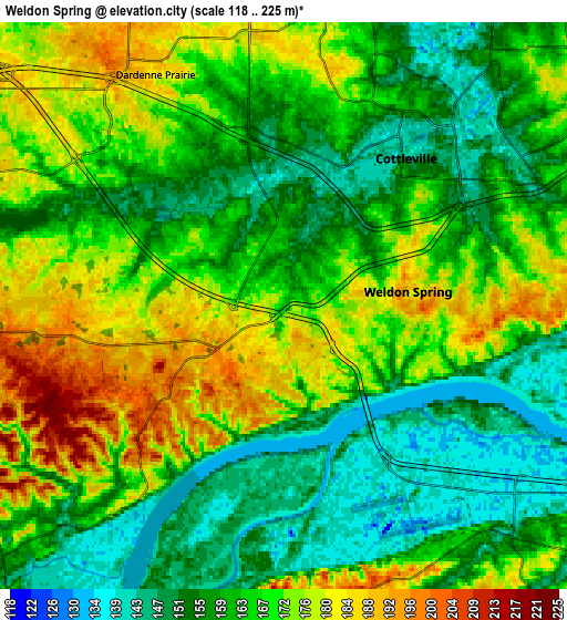 Zoom OUT 2x Weldon Spring, United States elevation map