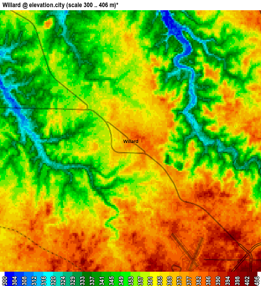 Zoom OUT 2x Willard, United States elevation map