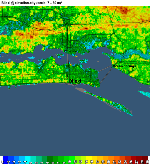 Zoom OUT 2x Biloxi, United States elevation map