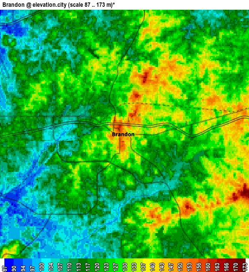 Zoom OUT 2x Brandon, United States elevation map