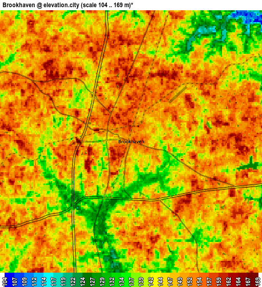 Zoom OUT 2x Brookhaven, United States elevation map