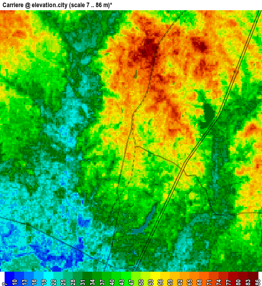 Zoom OUT 2x Carriere, United States elevation map