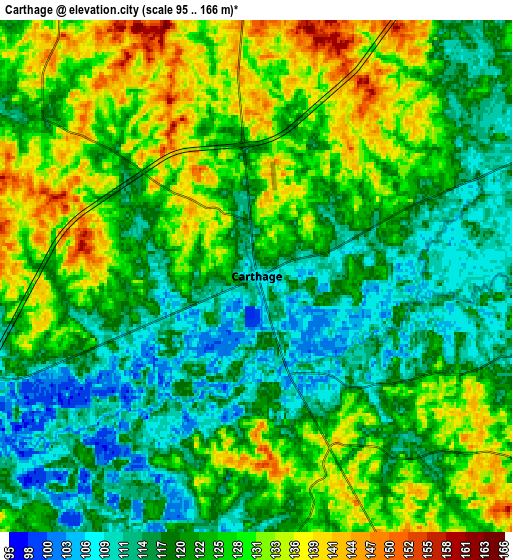 Zoom OUT 2x Carthage, United States elevation map