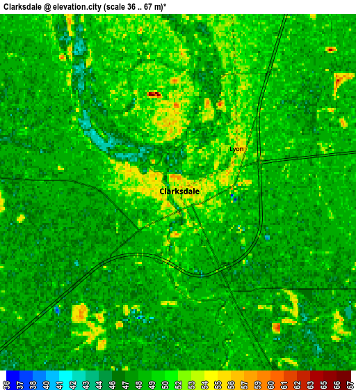 Zoom OUT 2x Clarksdale, United States elevation map