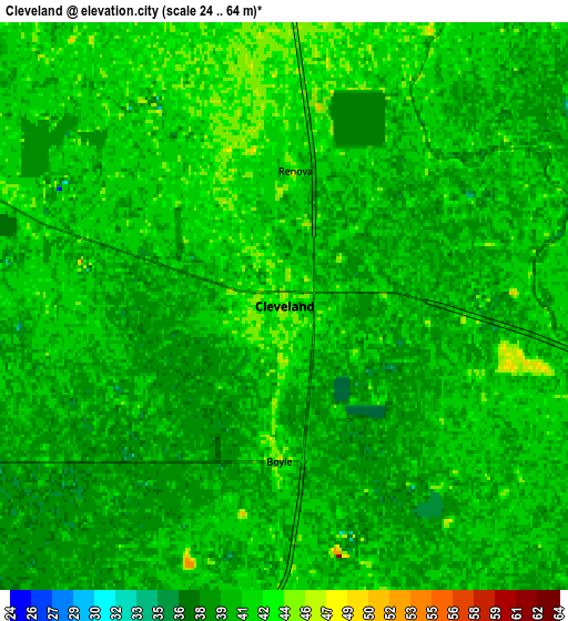 Zoom OUT 2x Cleveland, United States elevation map