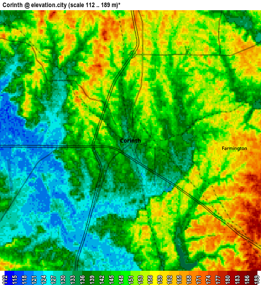 Zoom OUT 2x Corinth, United States elevation map