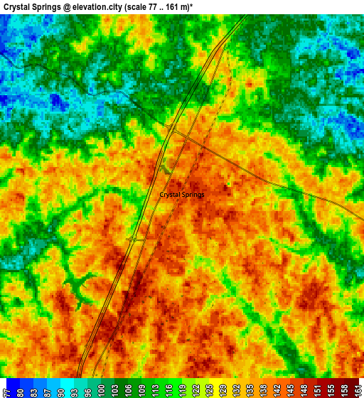 Zoom OUT 2x Crystal Springs, United States elevation map