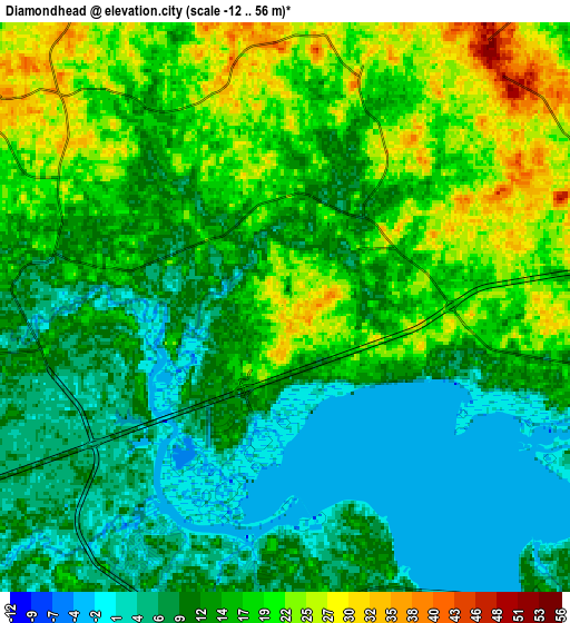 Zoom OUT 2x Diamondhead, United States elevation map