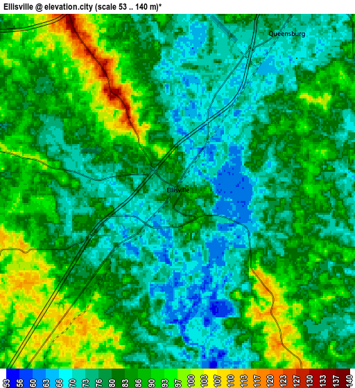 Zoom OUT 2x Ellisville, United States elevation map