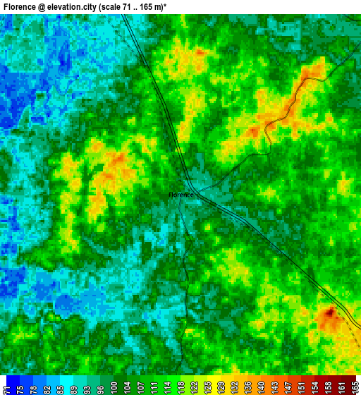 Zoom OUT 2x Florence, United States elevation map