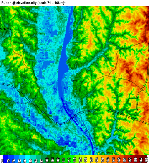 Zoom OUT 2x Fulton, United States elevation map