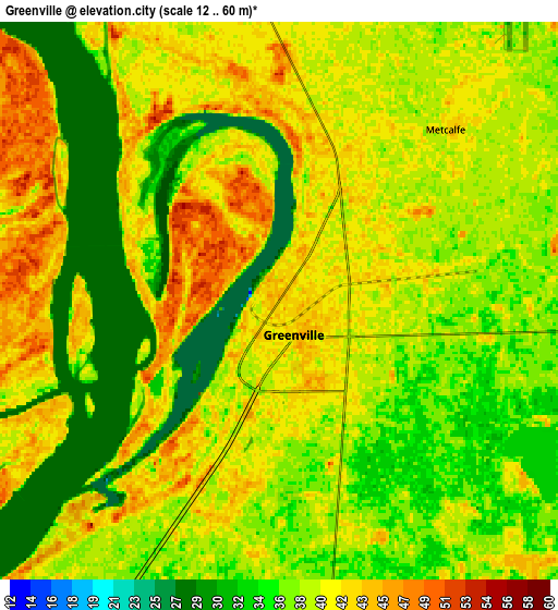 Zoom OUT 2x Greenville, United States elevation map