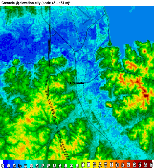 Zoom OUT 2x Grenada, United States elevation map