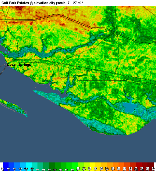 Zoom OUT 2x Gulf Park Estates, United States elevation map