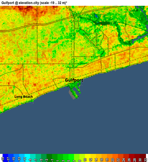 Zoom OUT 2x Gulfport, United States elevation map