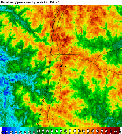 Zoom OUT 2x Hazlehurst, United States elevation map