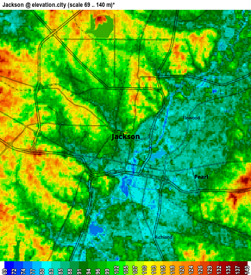 Zoom OUT 2x Jackson, United States elevation map