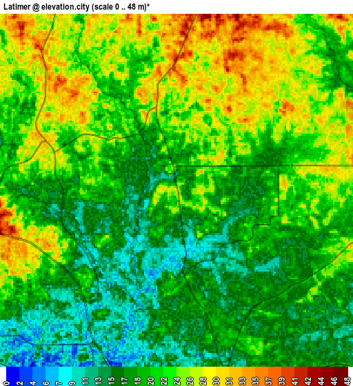 Zoom OUT 2x Latimer, United States elevation map