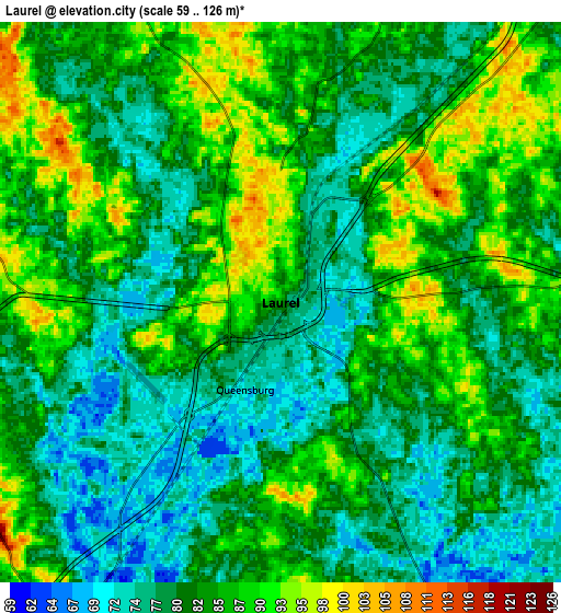 Zoom OUT 2x Laurel, United States elevation map