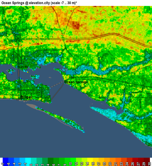 Zoom OUT 2x Ocean Springs, United States elevation map