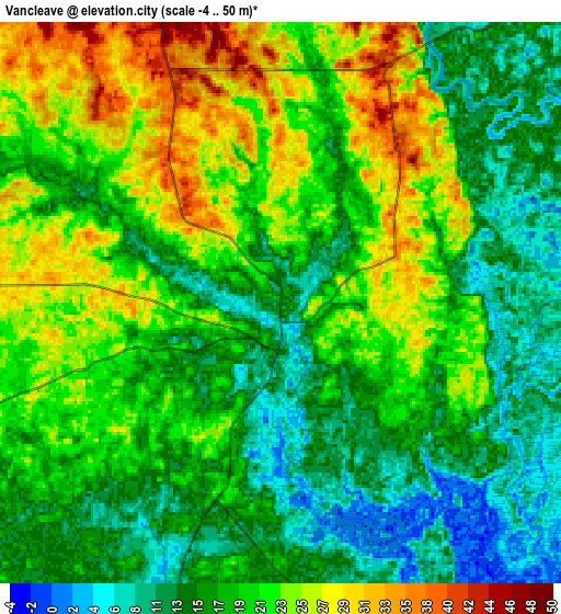 Zoom OUT 2x Vancleave, United States elevation map