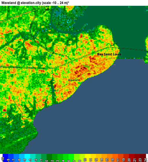 Zoom OUT 2x Waveland, United States elevation map