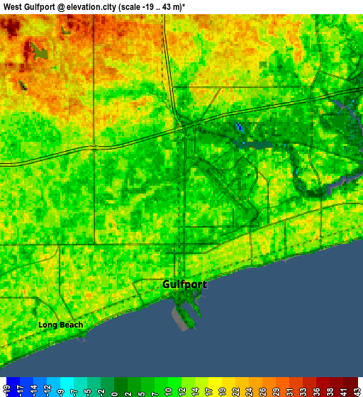 Zoom OUT 2x West Gulfport, United States elevation map