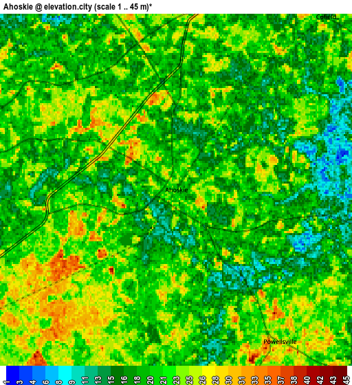 Zoom OUT 2x Ahoskie, United States elevation map