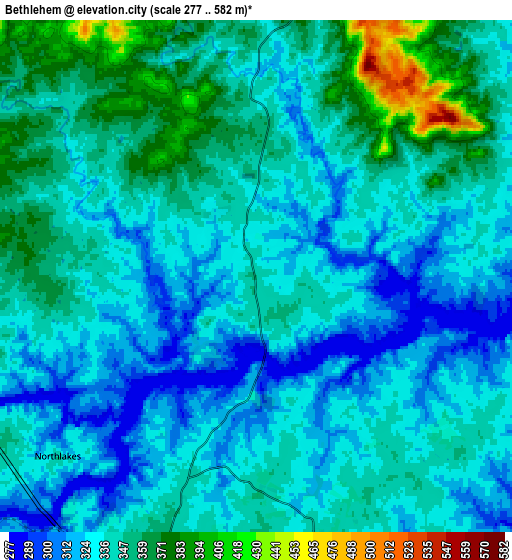 Zoom OUT 2x Bethlehem, United States elevation map