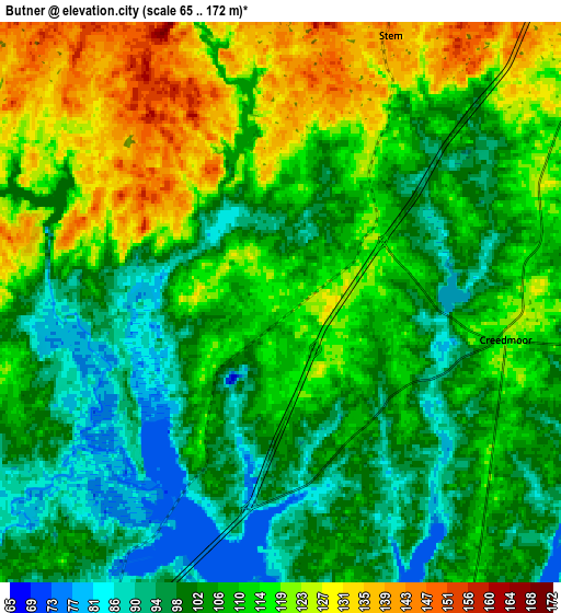 Zoom OUT 2x Butner, United States elevation map