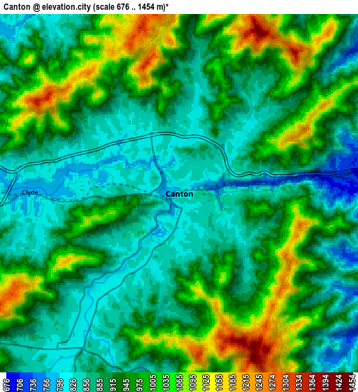 Zoom OUT 2x Canton, United States elevation map