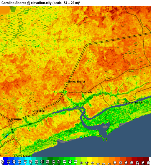 Zoom OUT 2x Carolina Shores, United States elevation map