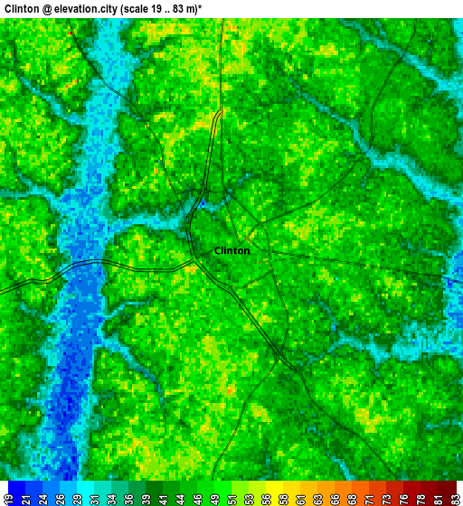 Zoom OUT 2x Clinton, United States elevation map