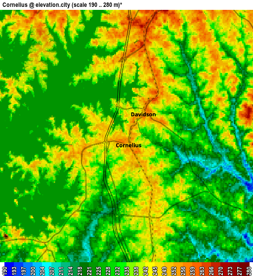 Zoom OUT 2x Cornelius, United States elevation map