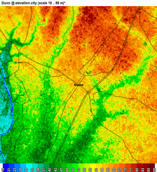 Zoom OUT 2x Dunn, United States elevation map