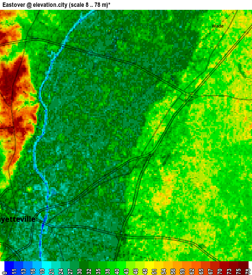 Zoom OUT 2x Eastover, United States elevation map