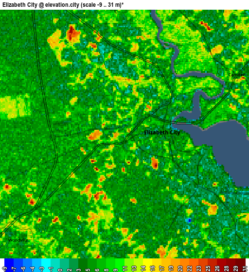 Zoom OUT 2x Elizabeth City, United States elevation map