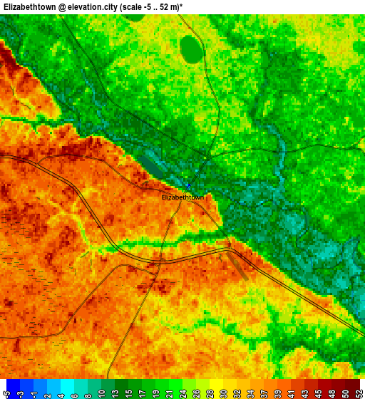 Zoom OUT 2x Elizabethtown, United States elevation map