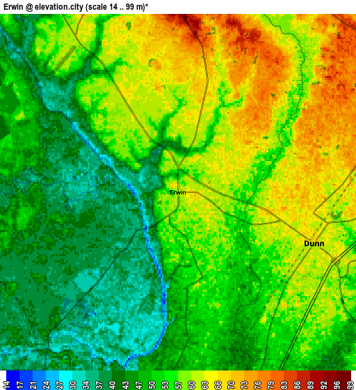 Zoom OUT 2x Erwin, United States elevation map