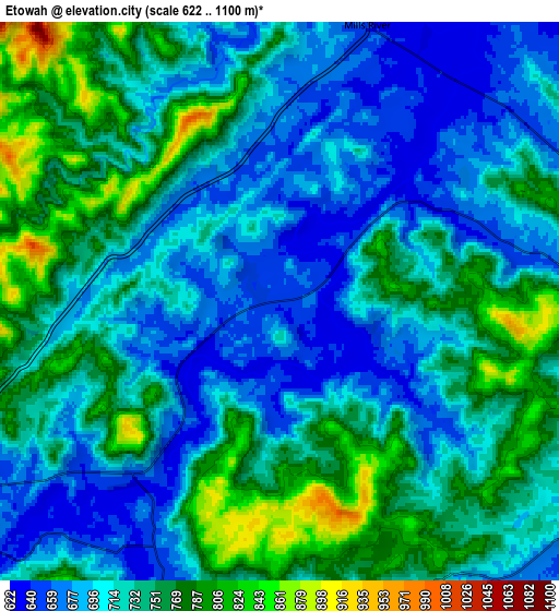 Zoom OUT 2x Etowah, United States elevation map