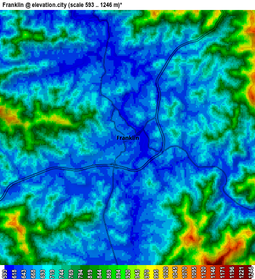 Zoom OUT 2x Franklin, United States elevation map