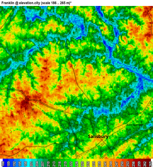 Zoom OUT 2x Franklin, United States elevation map