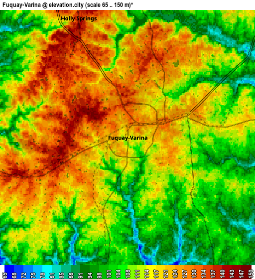 Zoom OUT 2x Fuquay-Varina, United States elevation map